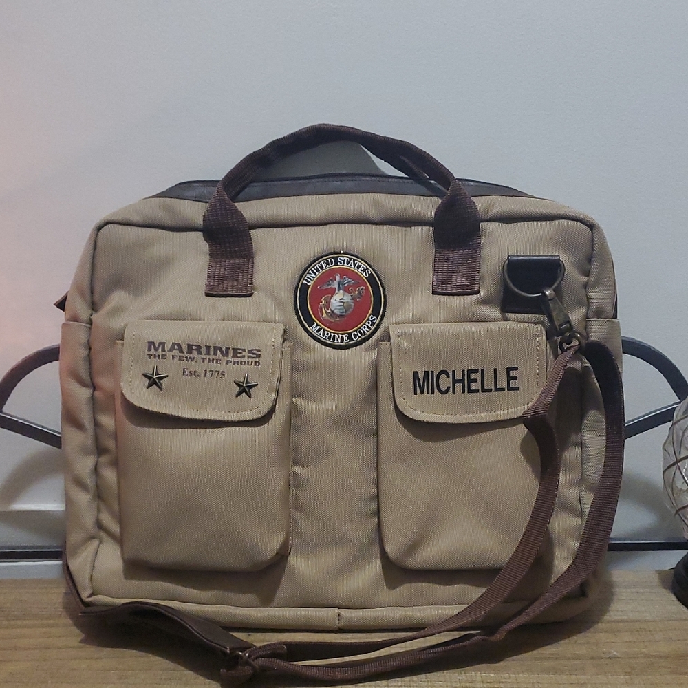 The Bradford Exchange USMC Canvas U.S. Marine Corps Messanger Tote Bag- Michelle